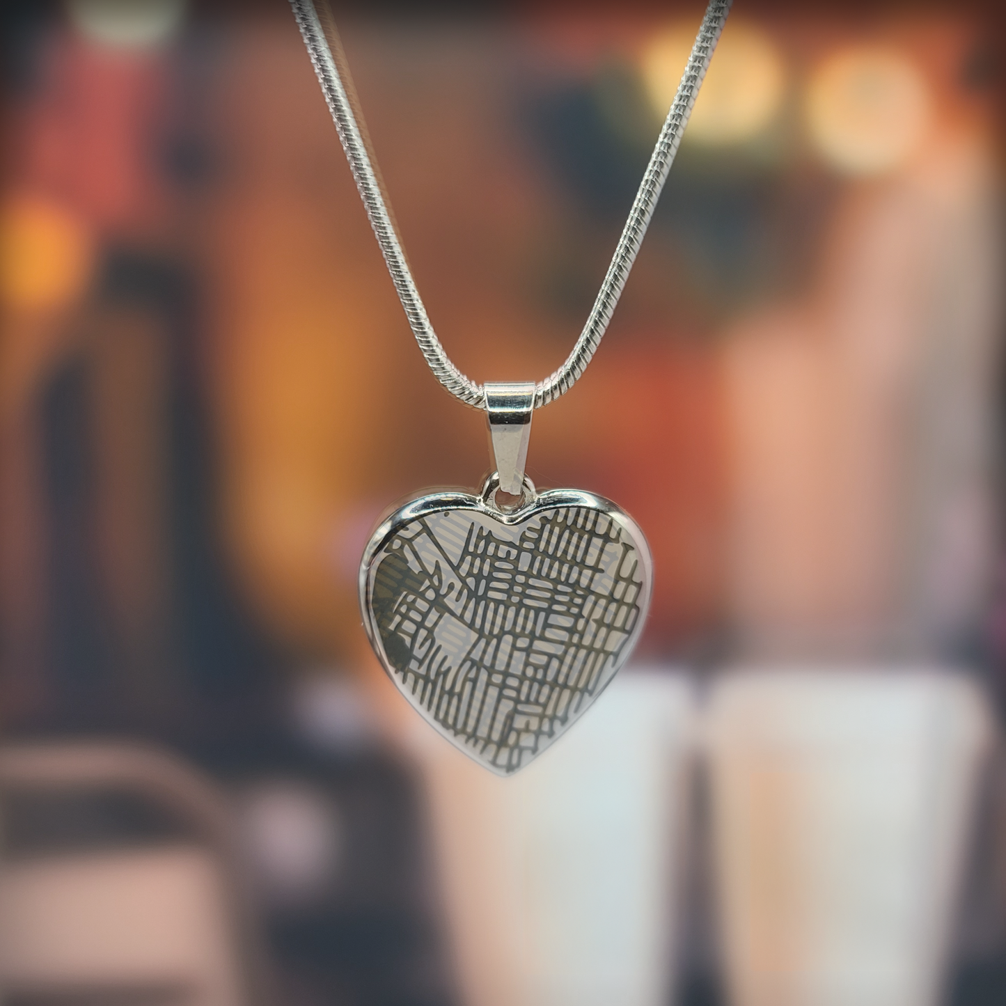 Custom Engraved Map Heart Necklace