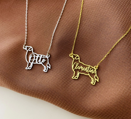 Custom Dog Silhouette Name Necklace – A Tail-Wagging Tribute to Your Best Friend