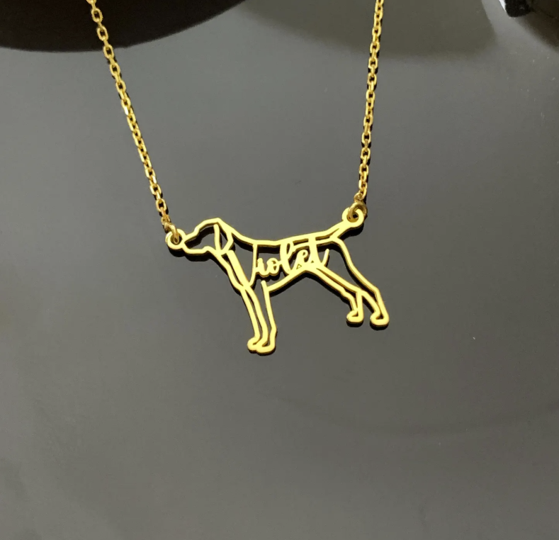 Custom Dog Silhouette Name Necklace – A Tail-Wagging Tribute to Your Best Friend