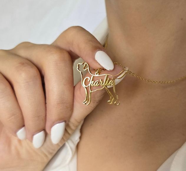 Custom Dog Silhouette Name Necklace – A Tail-Wagging Tribute to Your Best Friend