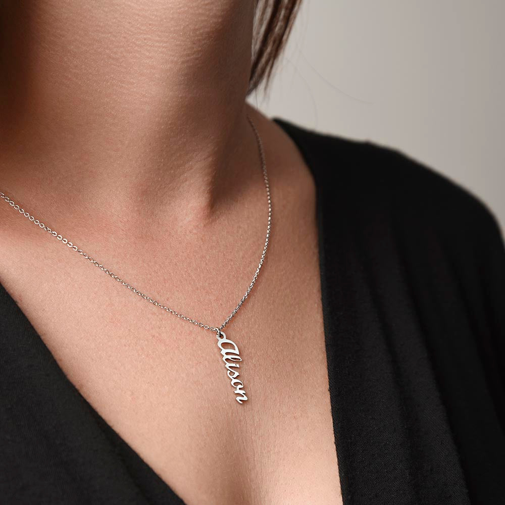 Best Daughter Vertical Name Necklace | Custom Love Gift | Precious Memory USA