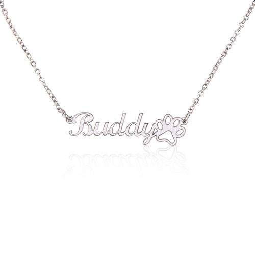 Pet Mom Paw Print Necklace | Custom Name Fur Baby Jewelry | Animal Lover Gift