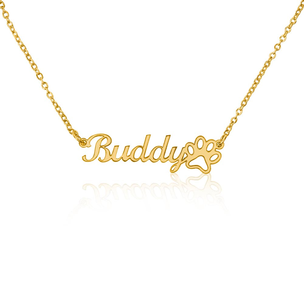 Pet Mom Paw Print Necklace | Custom Name Fur Baby Jewelry | Animal Lover Gift