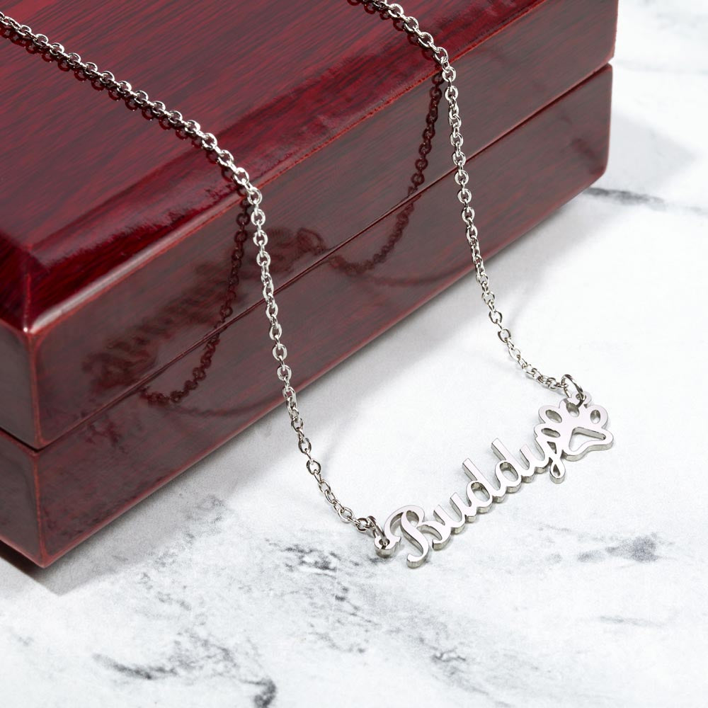 Pet Mom Paw Print Necklace | Custom Name Fur Baby Jewelry | Animal Lover Gift