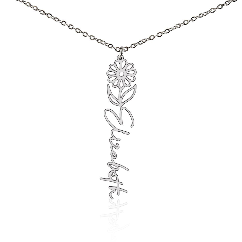 Custom Flower Name Necklace | Personalized Love Gift | Made in USA Jewelry