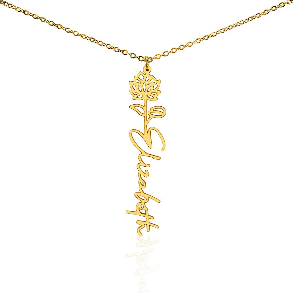 Custom Flower Name Necklace | Personalized Love Gift | Made in USA Jewelry