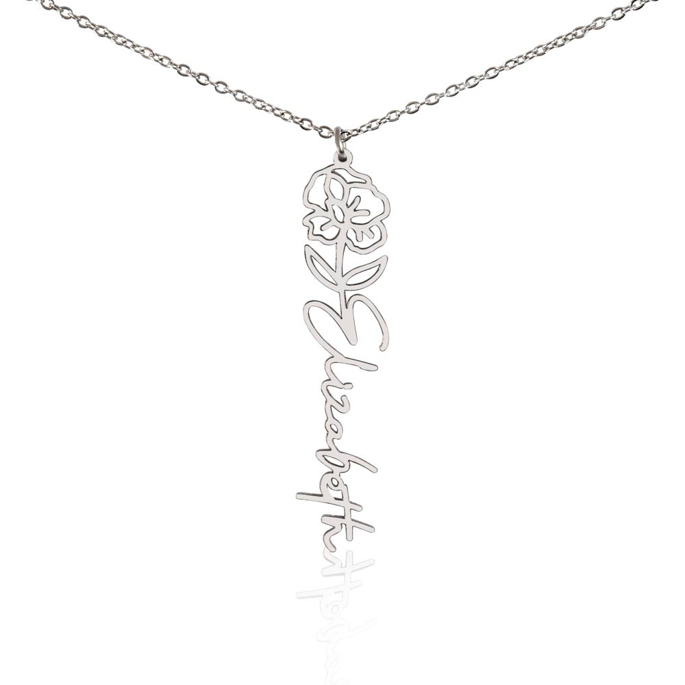 Custom Flower Name Necklace | Personalized Love Gift | Made in USA Jewelry
