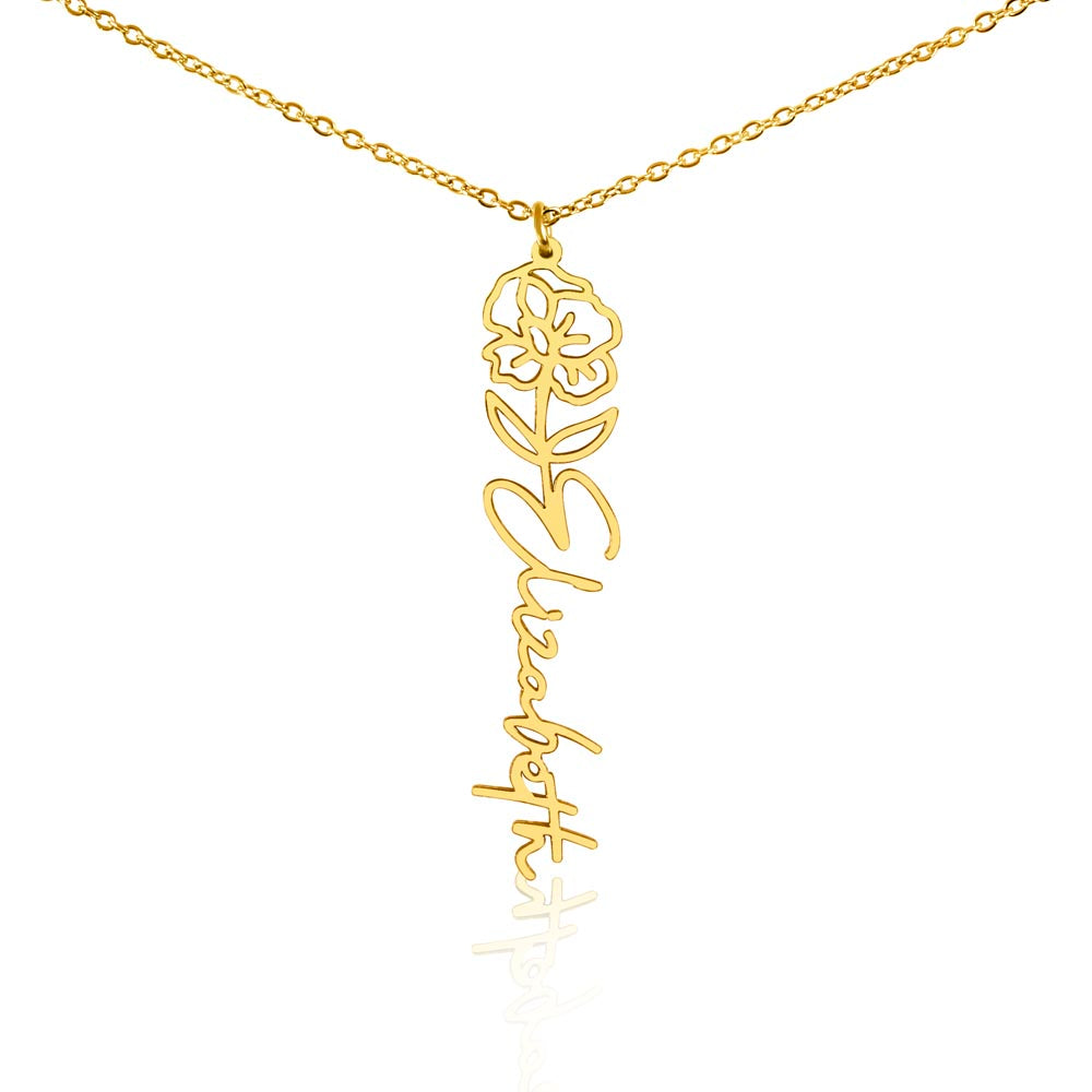 Custom Flower Name Necklace | Personalized Love Gift | Made in USA Jewelry