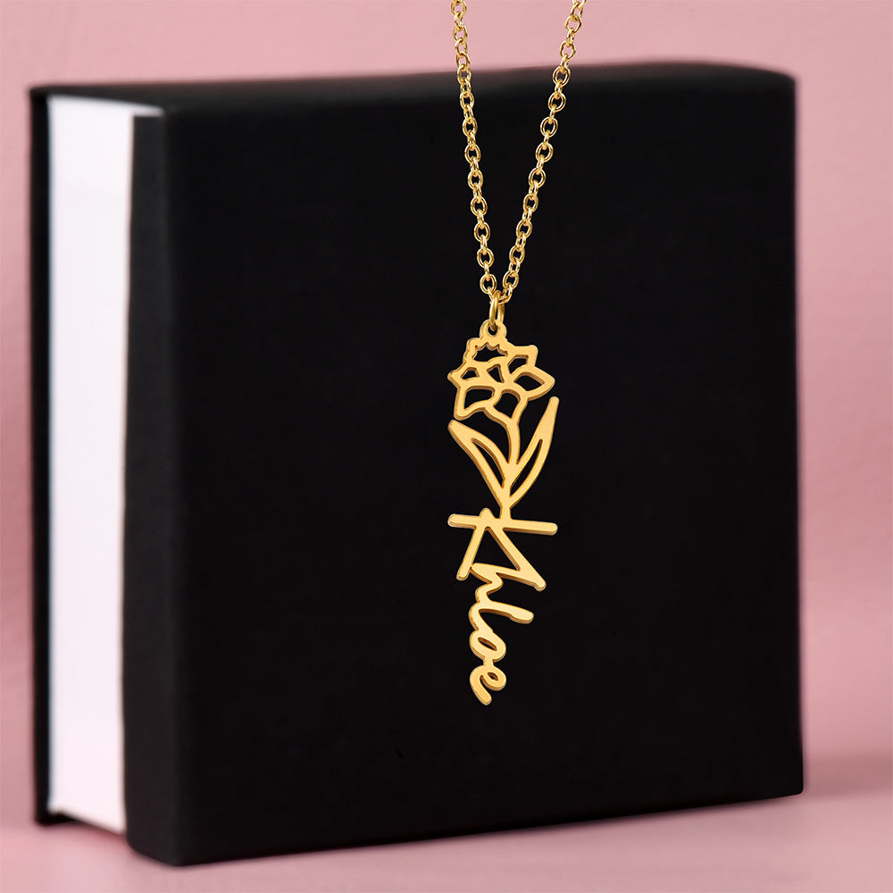 Custom Flower Name Necklace | Personalized Love Gift | Made in USA Jewelry
