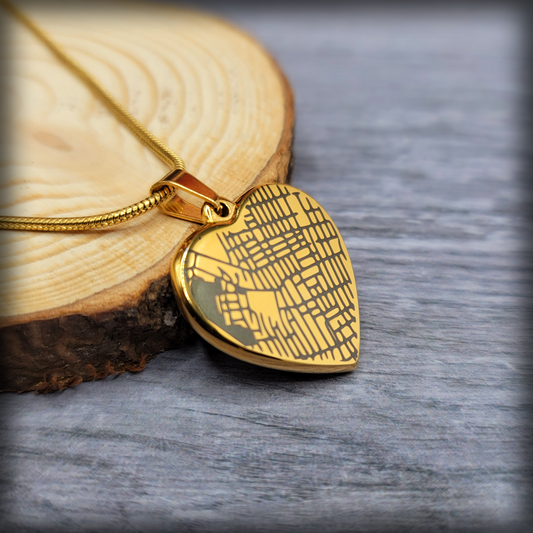 Custom Engraved Map Heart Necklace