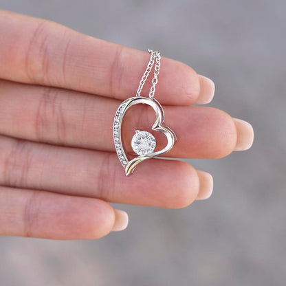 Forever Love Heart Necklace | CZ Crystal Wife Gift | Romantic Jewelry