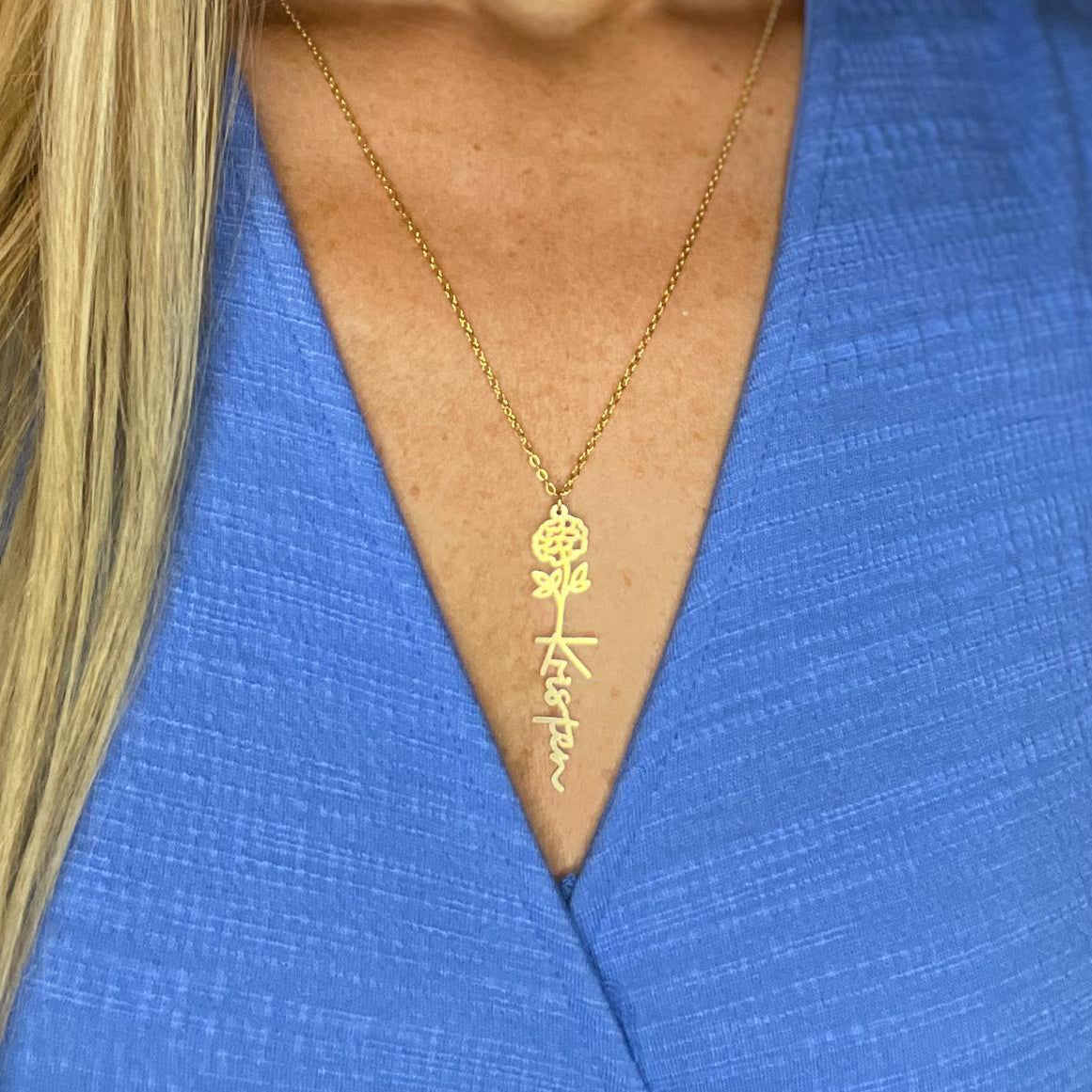 Birth Flower Name Necklace