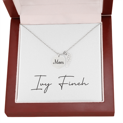 Mom Memorial Angel Wing Necklace | Remembrance Jewelry | Forever Love Tribute