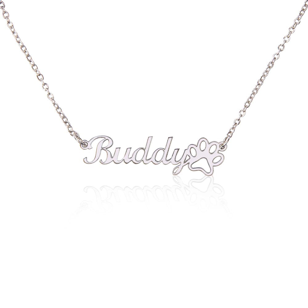 Pet Mom Paw Print Necklace | Custom Name Fur Baby Jewelry | Animal Lover Gift