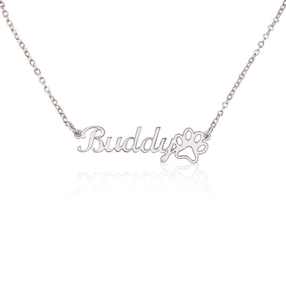 Pet Mom Paw Print Necklace | Custom Name Fur Baby Jewelry | Animal Lover Gift