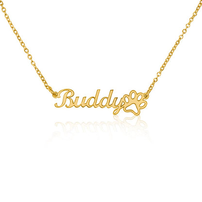 Pet Mom Paw Print Necklace | Custom Name Fur Baby Jewelry | Animal Lover Gift
