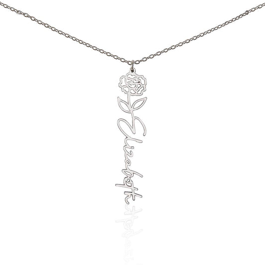 Custom Flower Name Necklace | Personalized Love Gift | Made in USA Jewelry