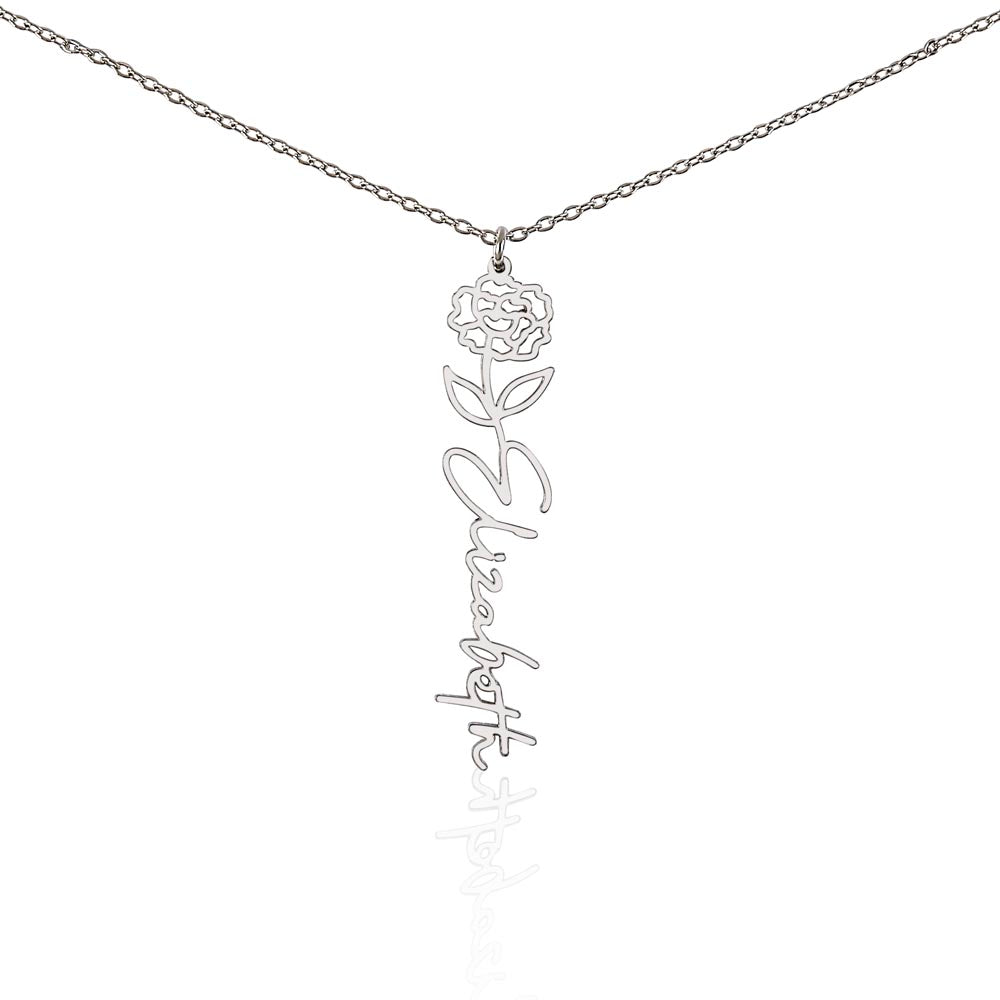 Birth Flower Name Necklace