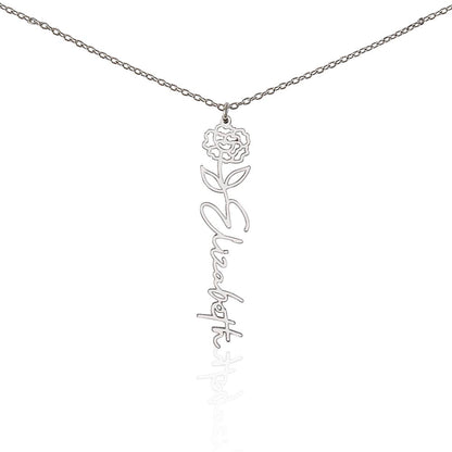 Custom Wife Flower Necklace | Personalized Name Gift | Made in USA Gold