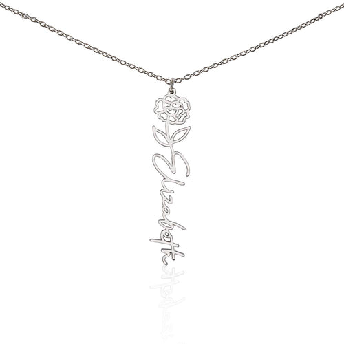 Custom Wife Flower Necklace | Personalized Name Gift | Made in USA Gold