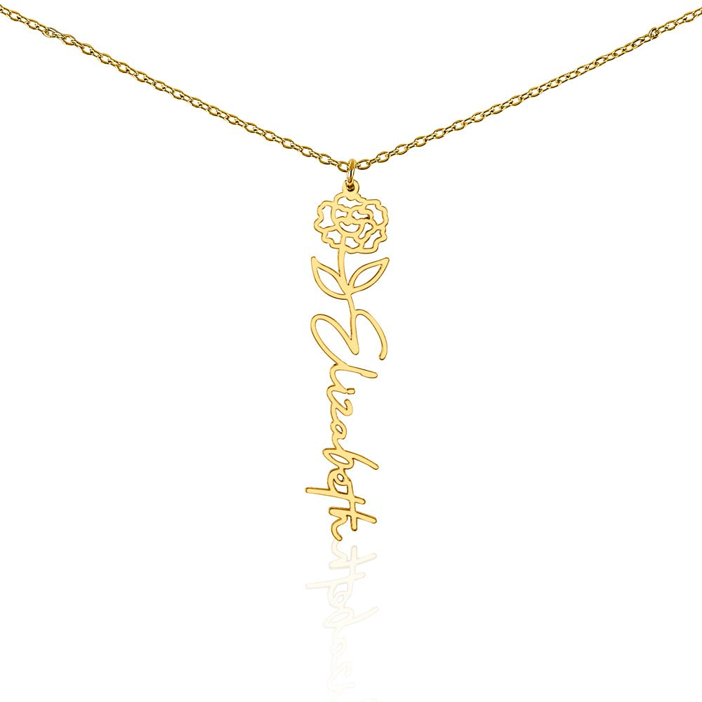 Custom Wife Flower Necklace | Personalized Name Gift | Made in USA Gold