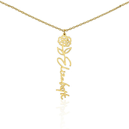 Custom Wife Flower Necklace | Personalized Name Gift | Made in USA Gold