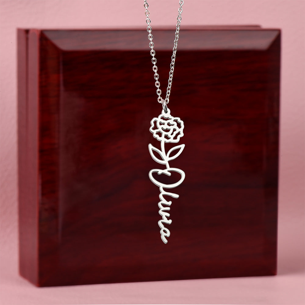 Birth Flower Name Necklace