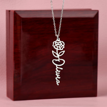 Birth Flower Name Necklace