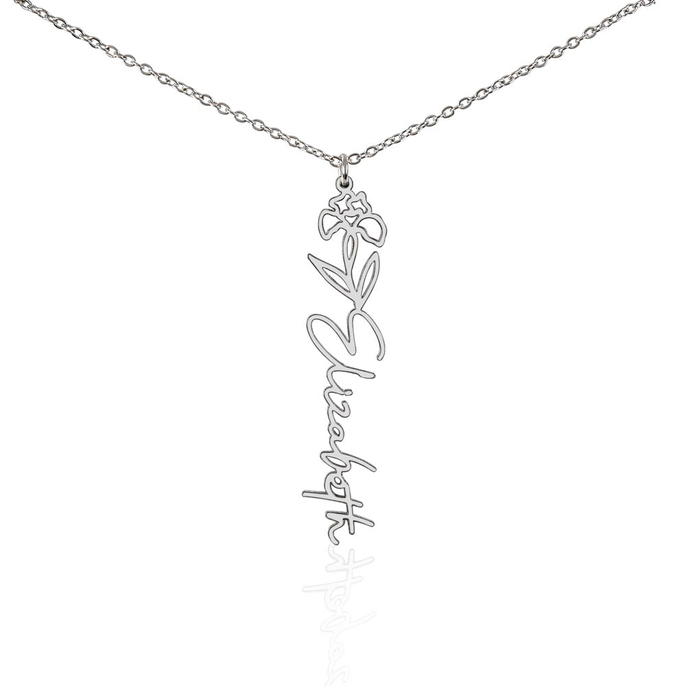 Custom Wife Flower Necklace | Personalized Name Gift | Made in USA Gold