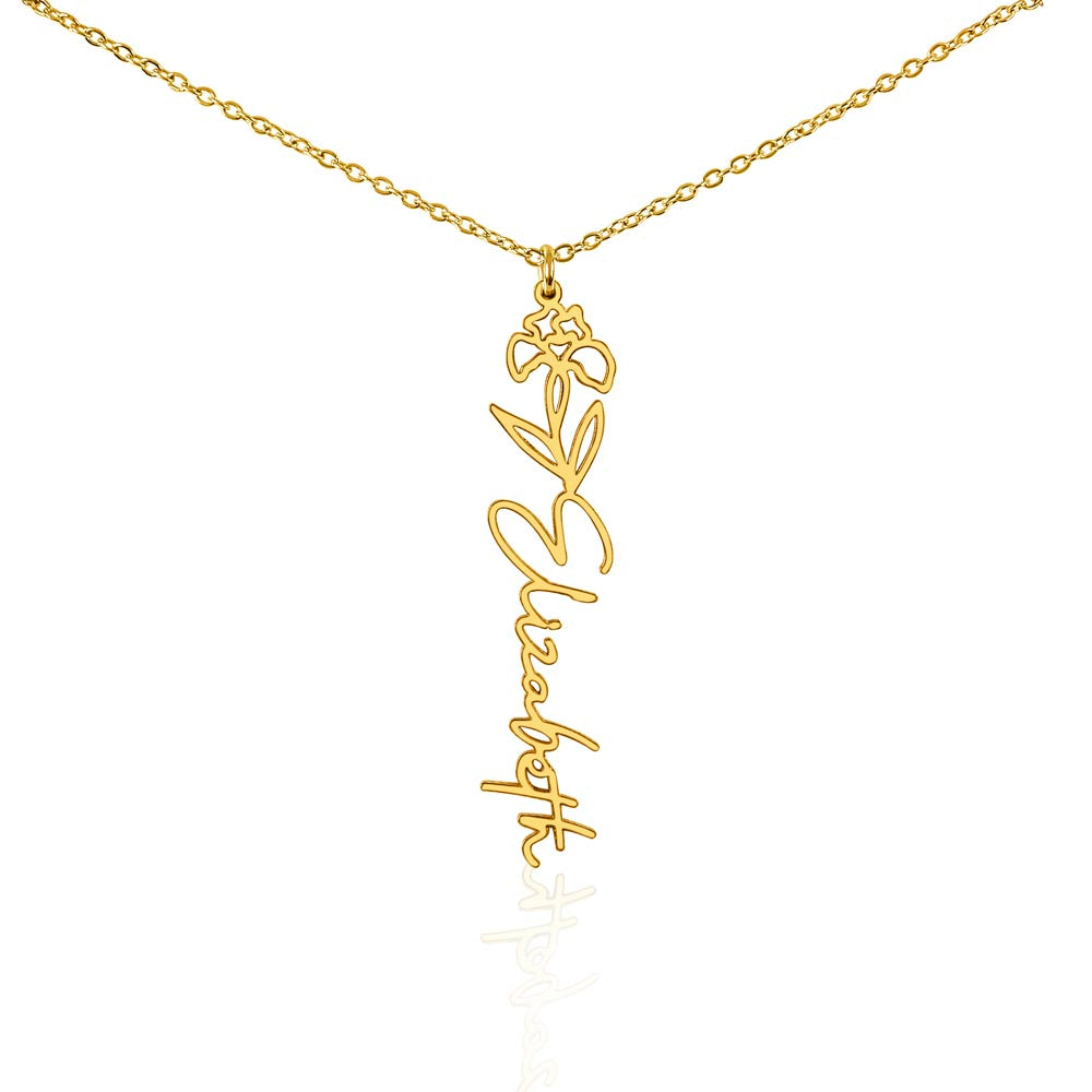 Birth Flower Name Necklace