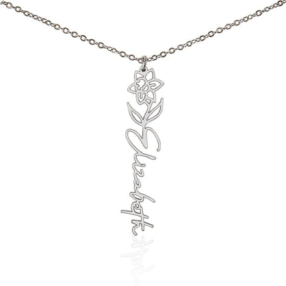 Custom Wife Flower Necklace | Personalized Name Gift | Made in USA Gold