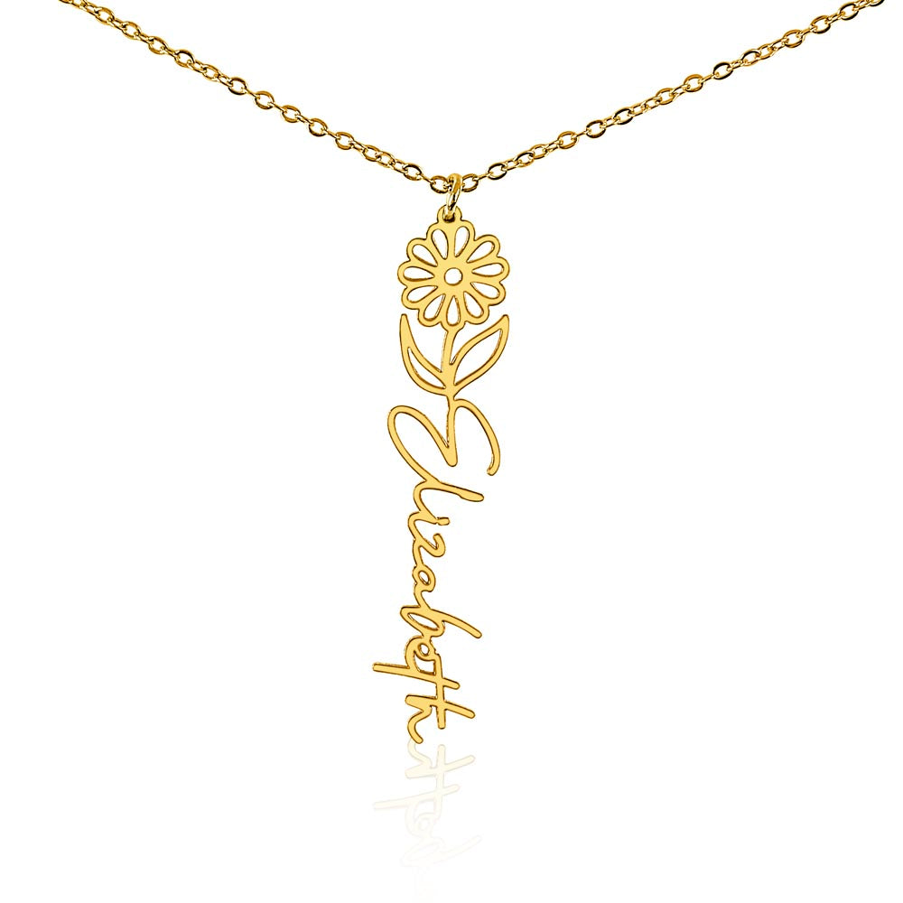 Custom Wife Flower Necklace | Personalized Name Gift | Made in USA Gold