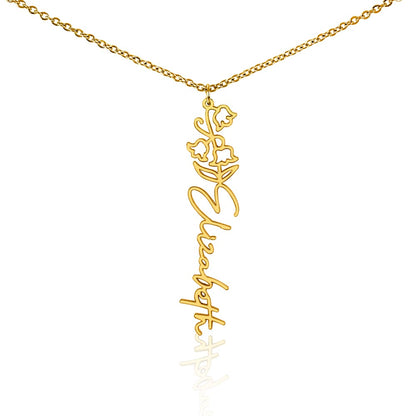 Custom Wife Flower Necklace | Personalized Name Gift | Made in USA Gold