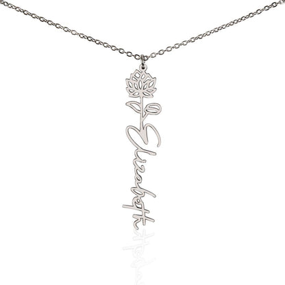 Custom Wife Flower Necklace | Personalized Name Gift | Made in USA Gold