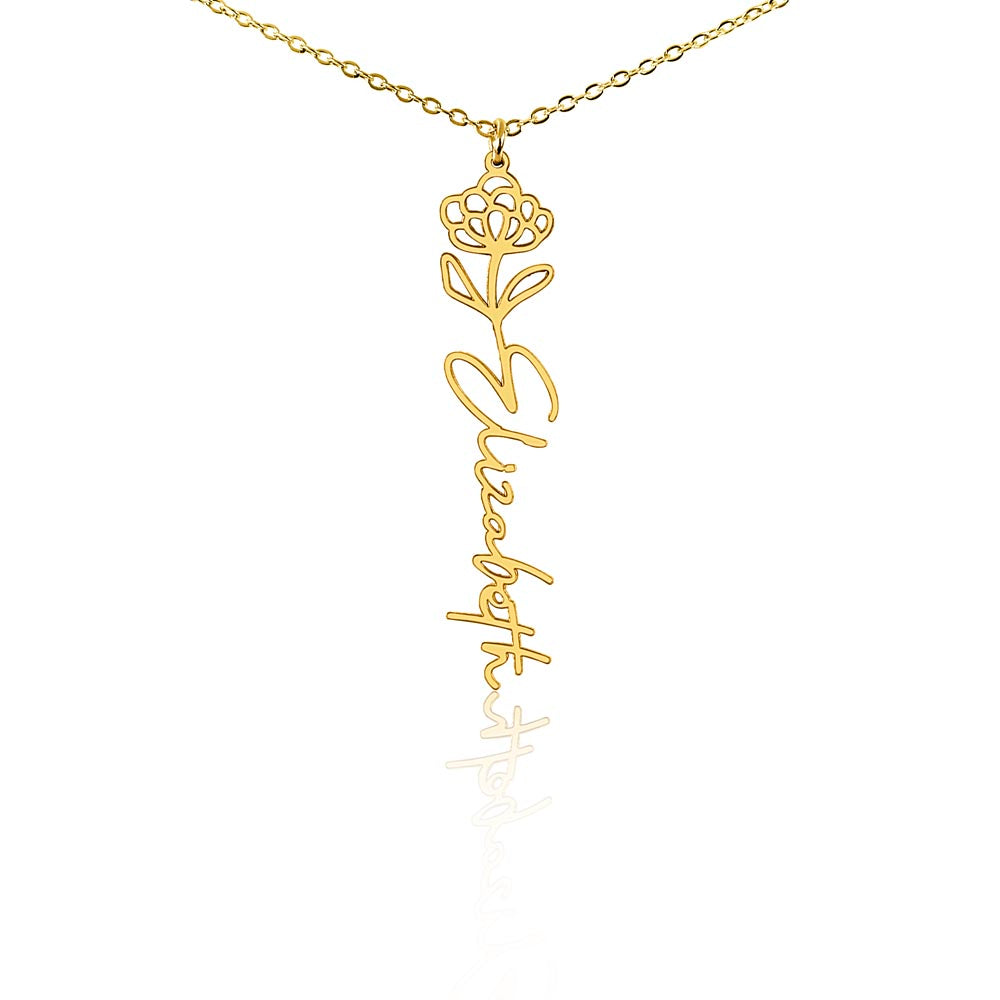 Custom Wife Flower Necklace | Personalized Name Gift | Made in USA Gold