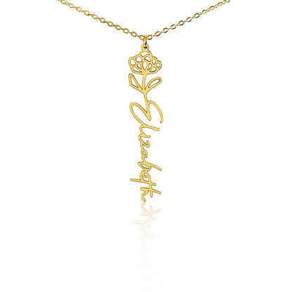 Custom Wife Flower Necklace | Personalized Name Gift | Made in USA Gold