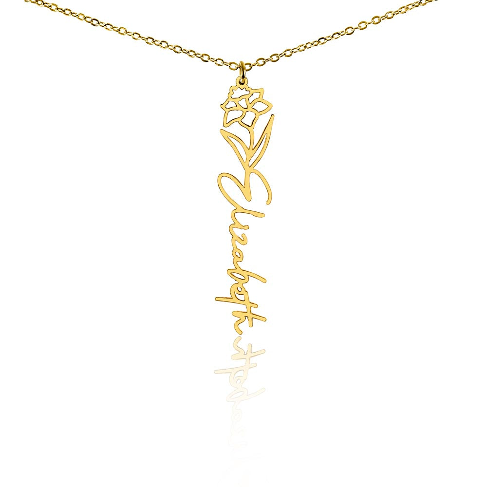 Custom Wife Flower Necklace | Personalized Name Gift | Made in USA Gold