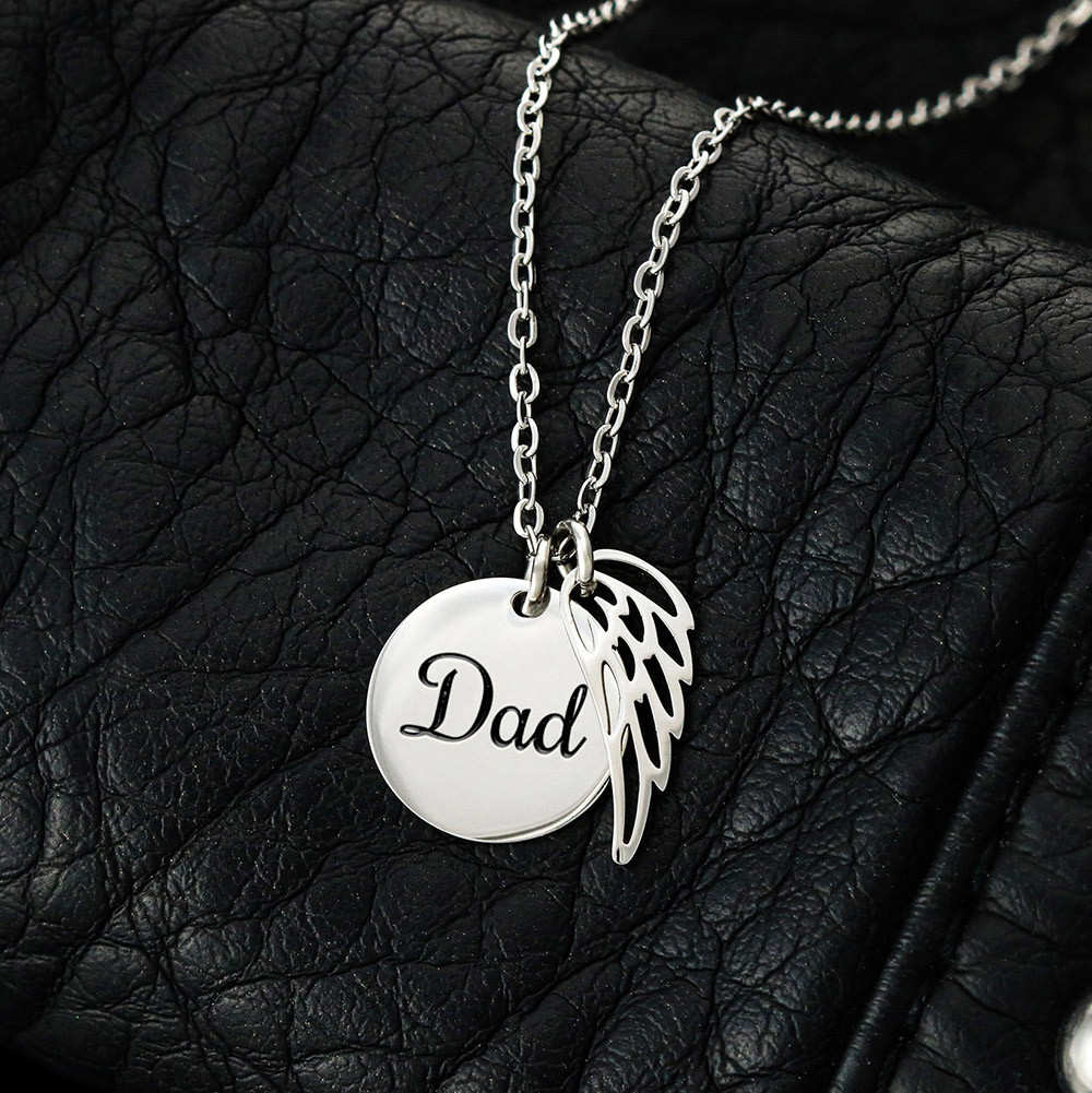 Dad Memorial Angel Wing Necklace | Remembrance Jewelry | Forever Legacy Gift