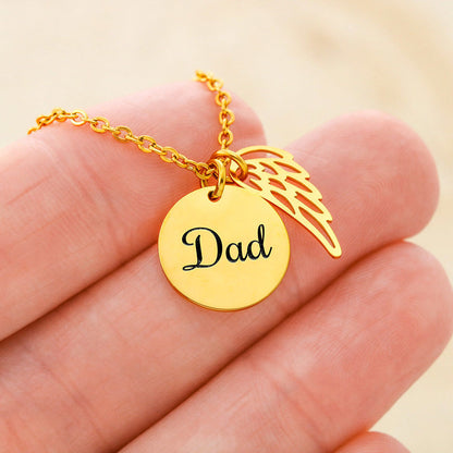 Dad Memorial Angel Wing Necklace | Remembrance Jewelry | Forever Legacy Gift