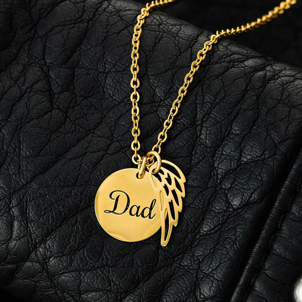 Dad Memorial Angel Wing Necklace | Remembrance Jewelry | Forever Legacy Gift