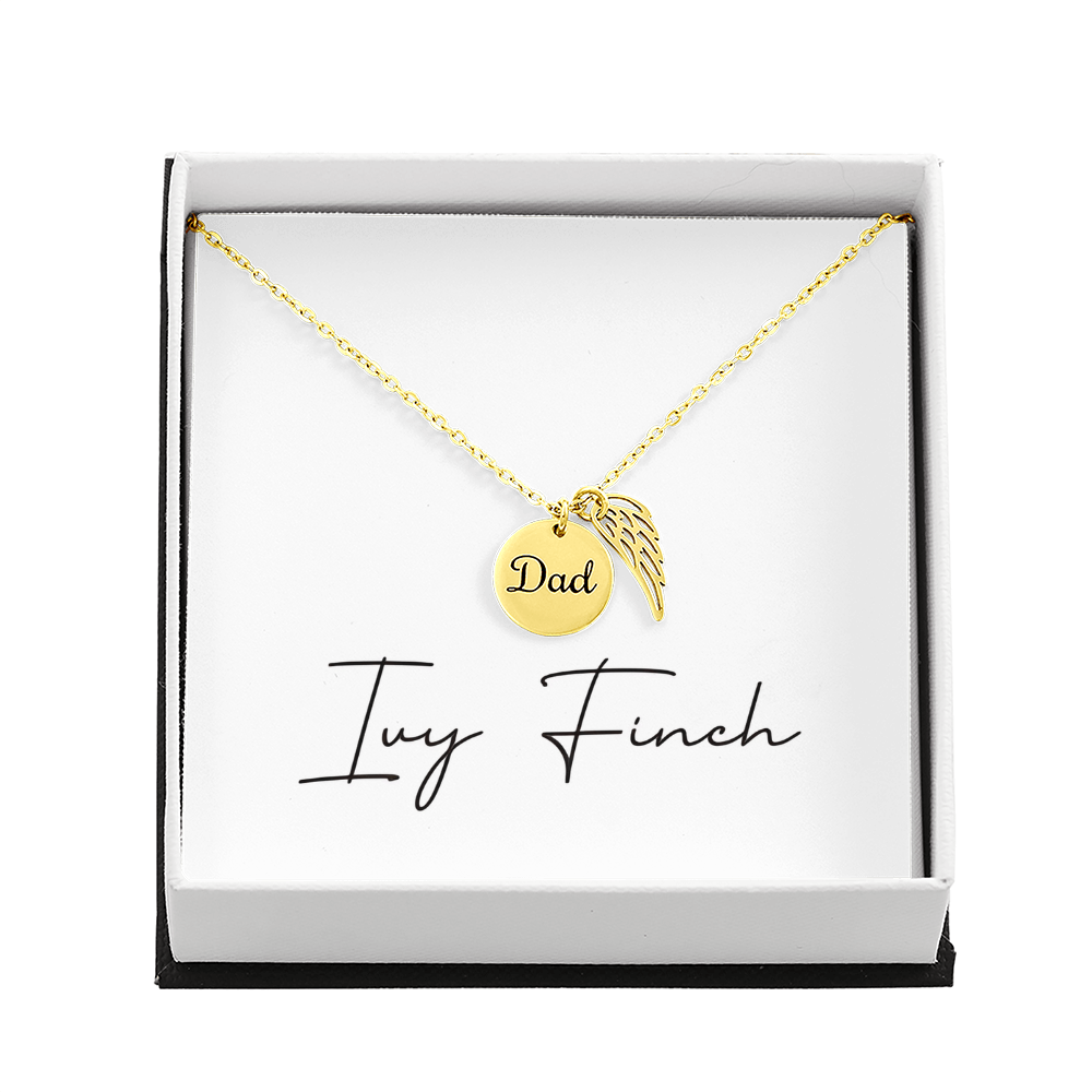 Dad Memorial Angel Wing Necklace | Remembrance Jewelry | Forever Legacy Gift