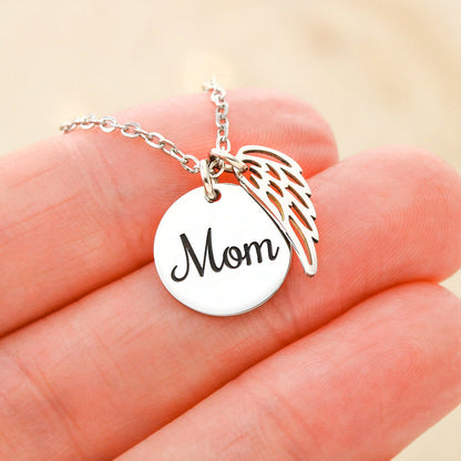 Mom Memorial Angel Wing Necklace | Remembrance Jewelry | Forever Love Tribute