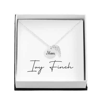 Mom Memorial Angel Wing Necklace | Remembrance Jewelry | Forever Love Tribute