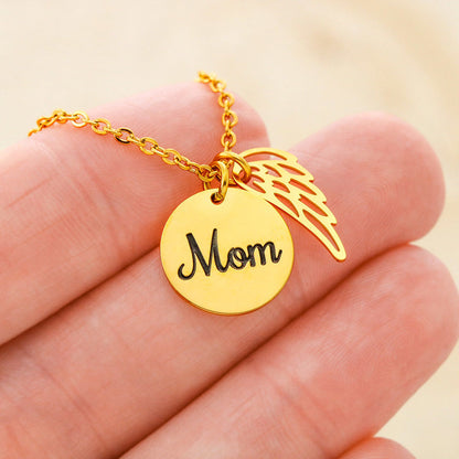 Mom Memorial Angel Wing Necklace | Remembrance Jewelry | Forever Love Tribute