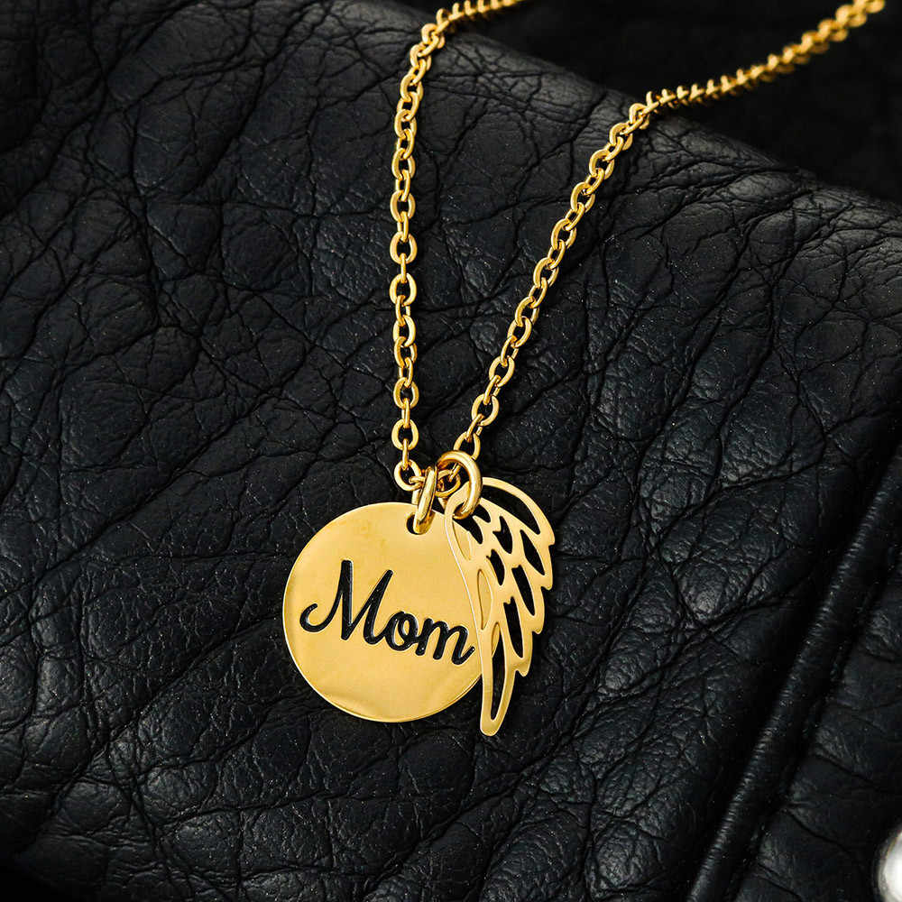 Mom Memorial Angel Wing Necklace | Remembrance Jewelry | Forever Love Tribute