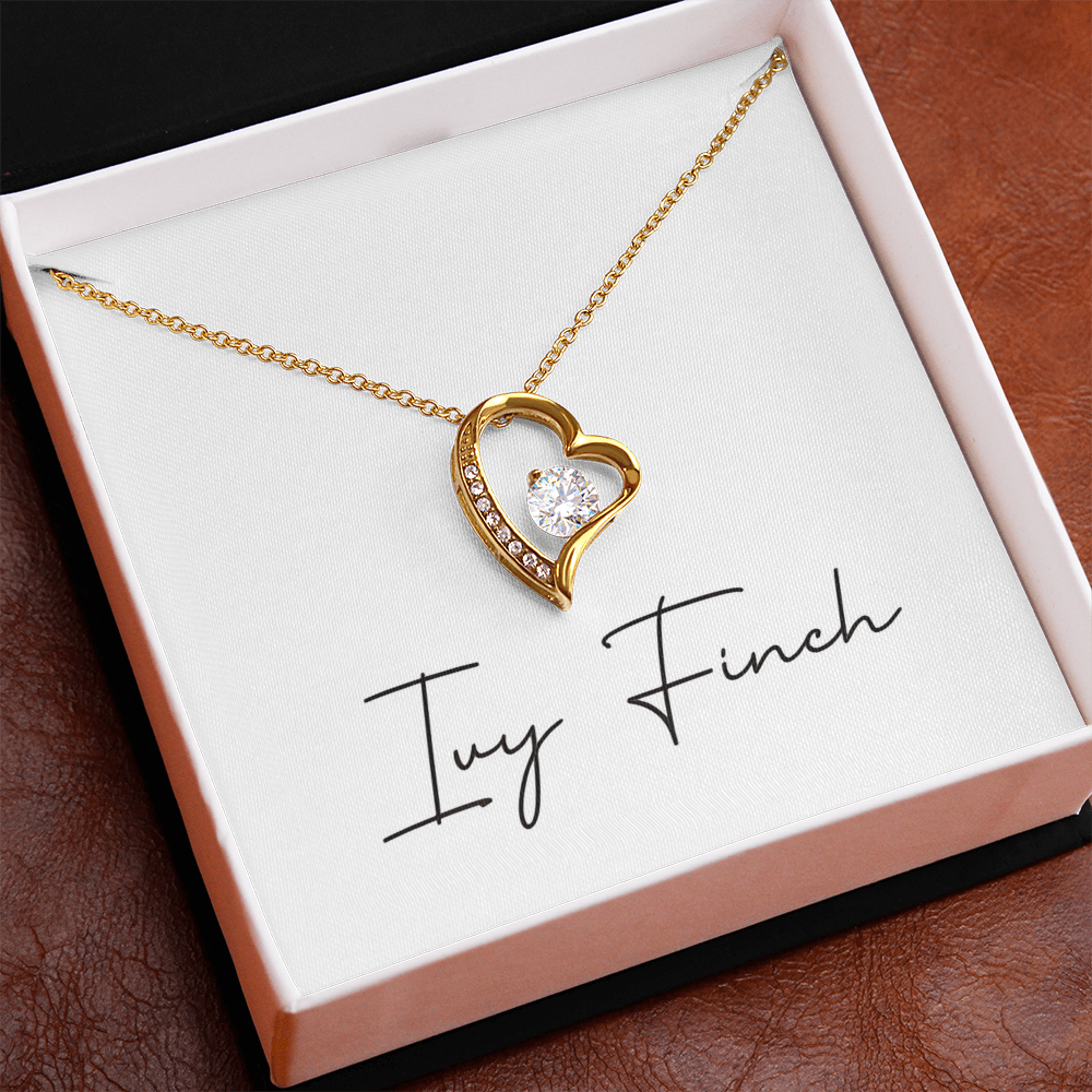 Forever Love Heart Necklace | CZ Crystal Wife Gift | Romantic Jewelry