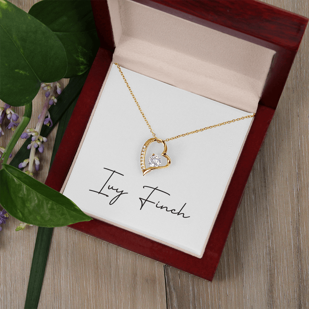 Forever Love Heart Necklace | CZ Crystal Wife Gift | Romantic Jewelry