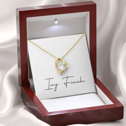 Forever Love Heart Necklace | CZ Crystal Wife Gift | Romantic Jewelry