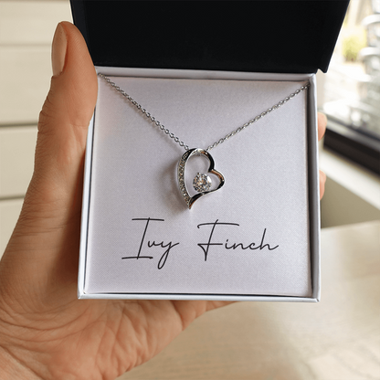 Forever Love Heart Necklace | CZ Crystal Mom Gift | Timeless Jewelry