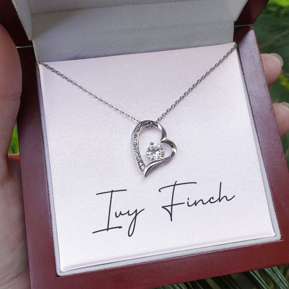 Forever Love Heart Necklace | CZ Crystal Wife Gift | Romantic Jewelry